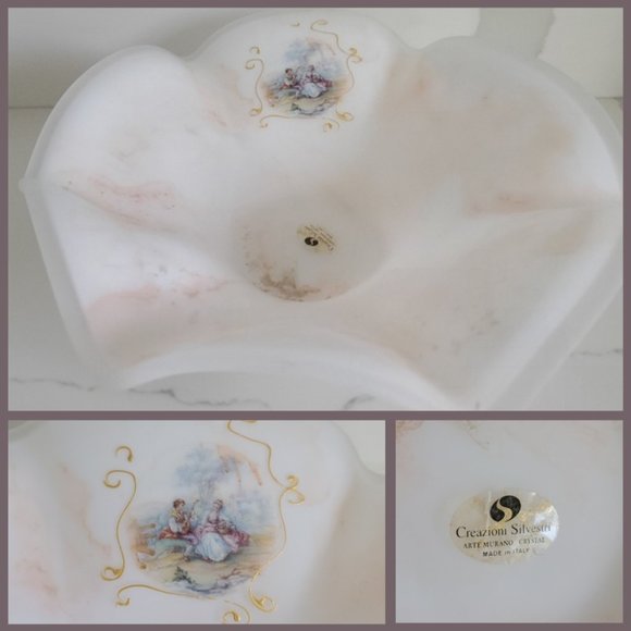 VINTAGE ARTE MURANO Crystal Creazioni Silvestri Italy Bowl Wavy Scalloped Edge - Picture 3 of 8